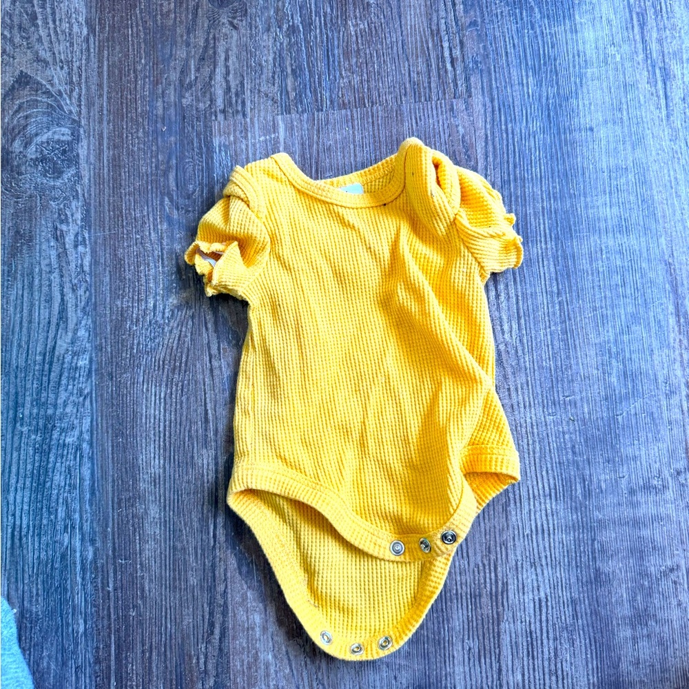 Yellow waffle weave onesie